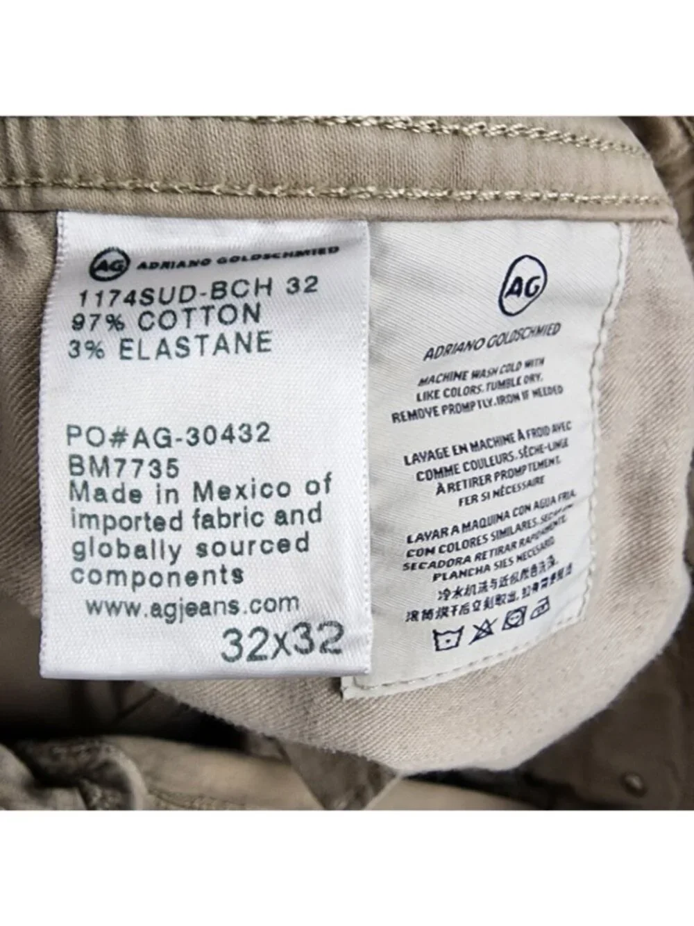 AG Adriano Goldschmied Men The Graduate Tailored Leg Pant Tan Size 32x32